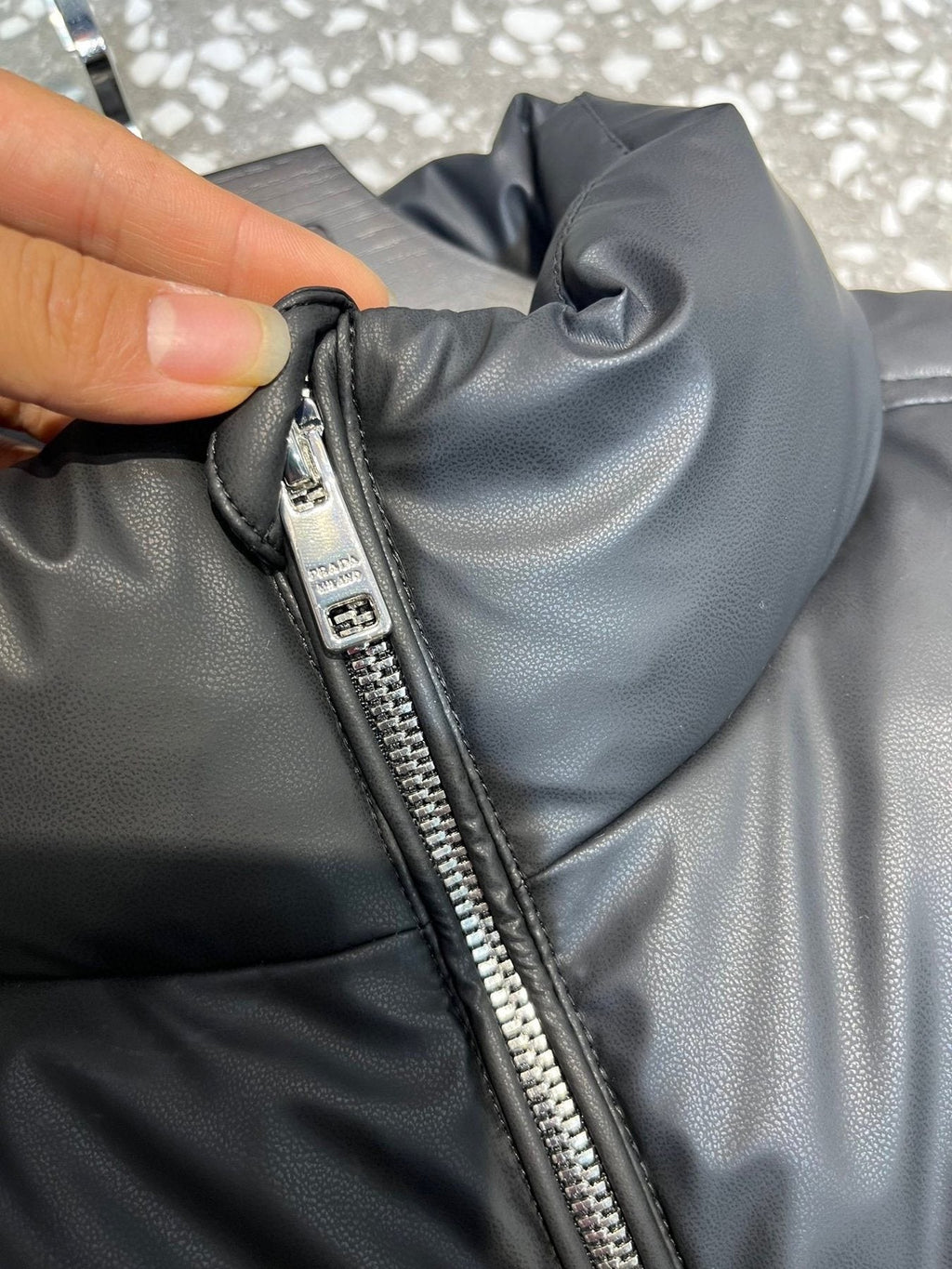 Prada Triangle Badge Padded Vest — detail