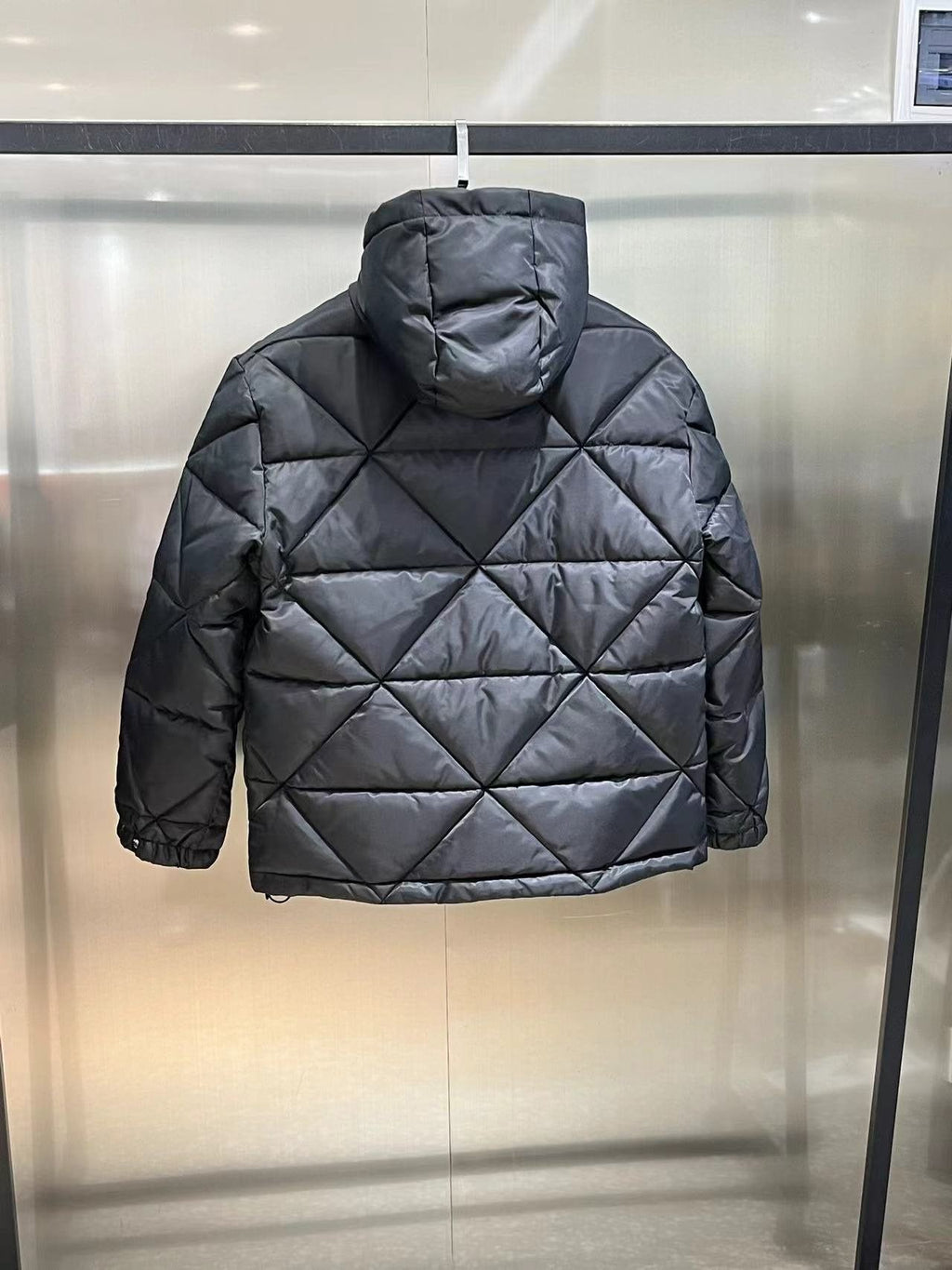 Prada Men's Black Diamond-Quilted Hooded Puffer Jacket — back
