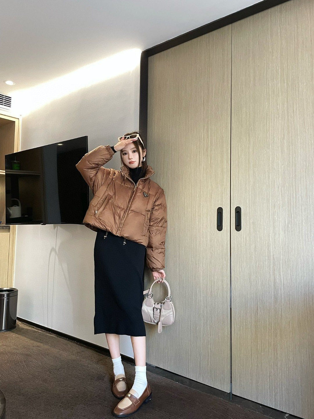 Prada Cropped Quilted Puffer Jacket — context