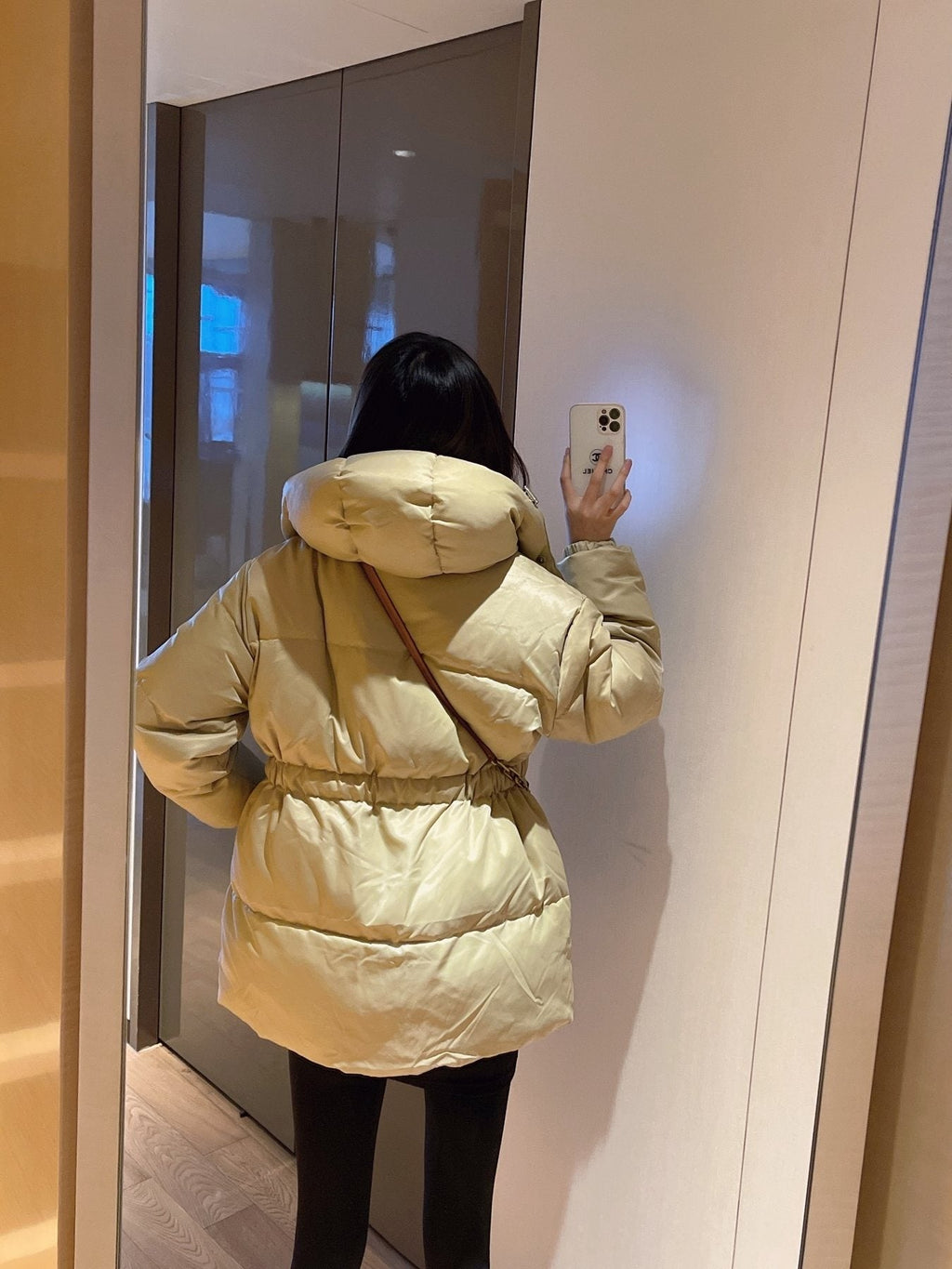 Prada Hooded Gathered-Waist Puffer Jacket — back