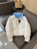 Prada Reversible Cropped Puffer Jacket with Removable Bow Scarf — hero