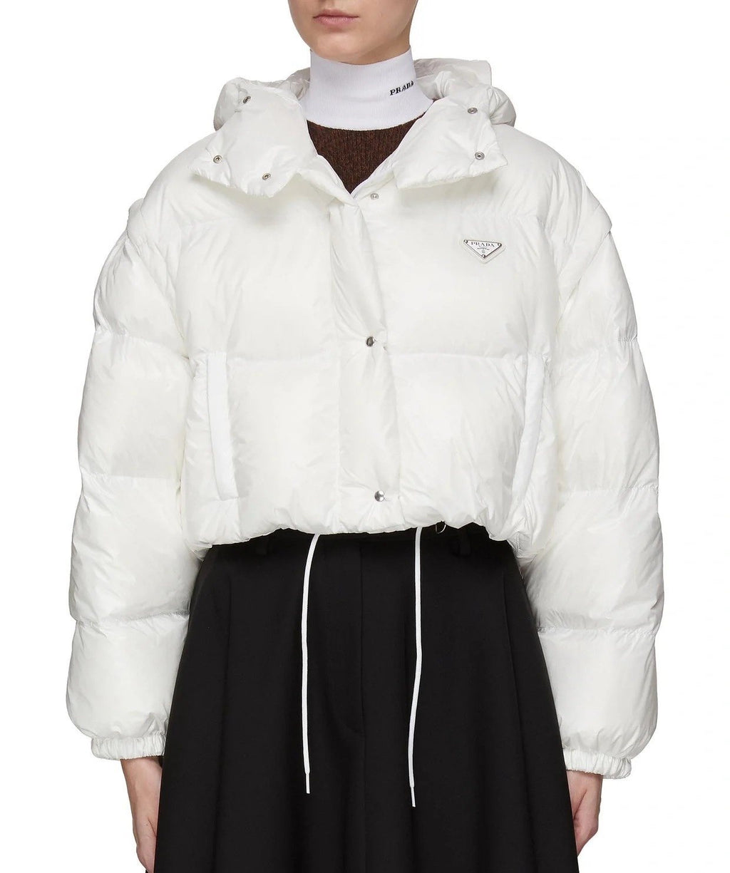 Prada Women's Cropped Convertible Puffer Jacket — front