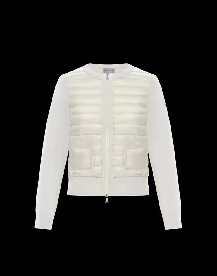 Moncler Women's Quilted Knit-Sleeve Zip-Front Jacket — hero