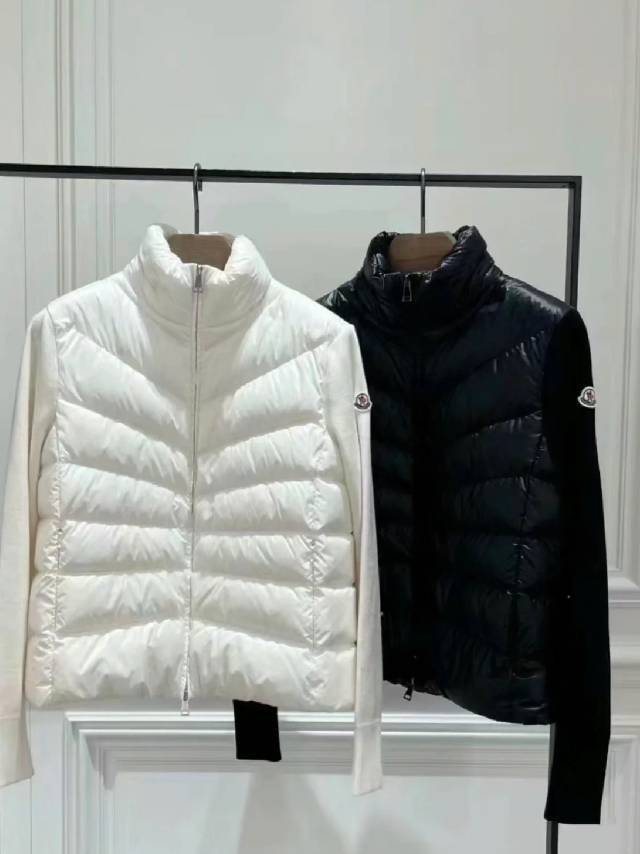 Moncler Quilted Knit Sleeve Down Jacket — comparison