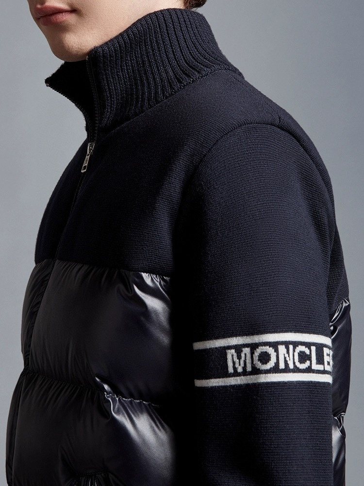 Moncler Knit-Sleeve Down Jacket — detail