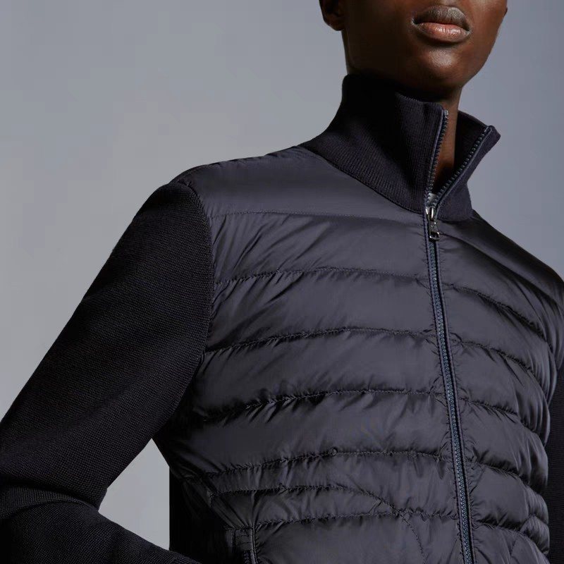 Moncler Black Hybrid Padded Knit Zip Jacket — detail