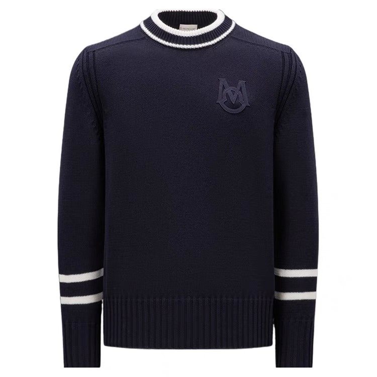 Moncler Navy Chest Monogram Knit Sweater — hero
