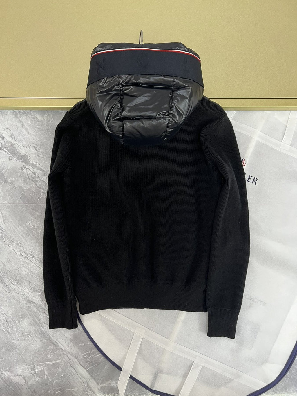 Moncler Hooded Knit Quilted Jacket — back