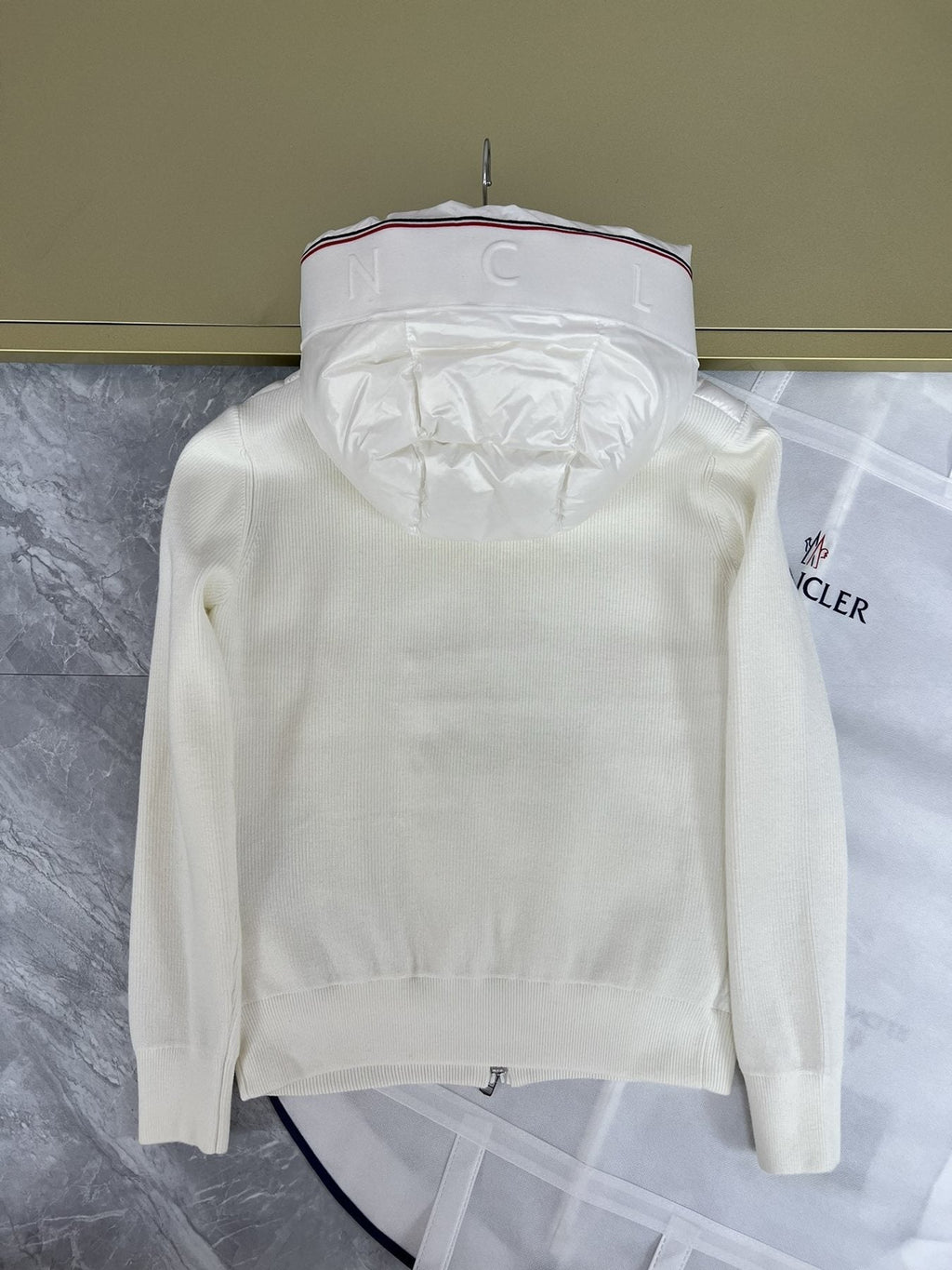 Moncler Hooded Knit Quilted Jacket — back