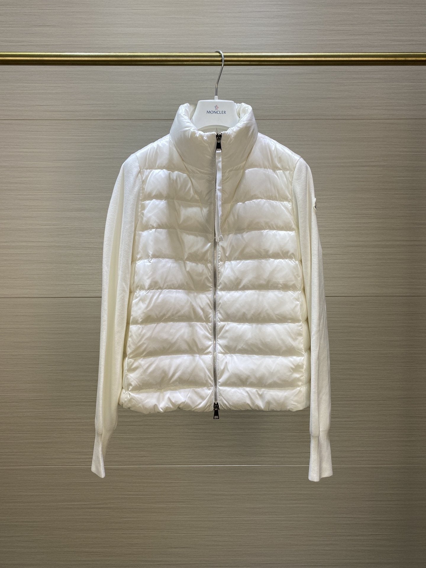 Moncler Women's Knit-Sleeve Hybrid Puffer Jacket — hero