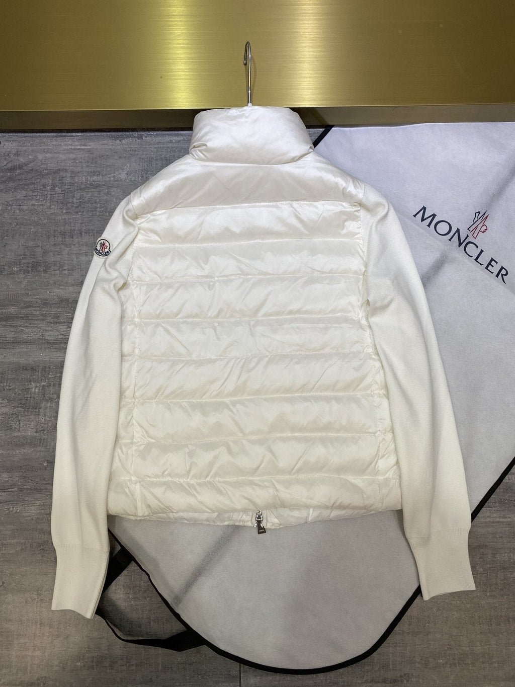 Moncler Women's Knit-Sleeve Hybrid Puffer Jacket — detail