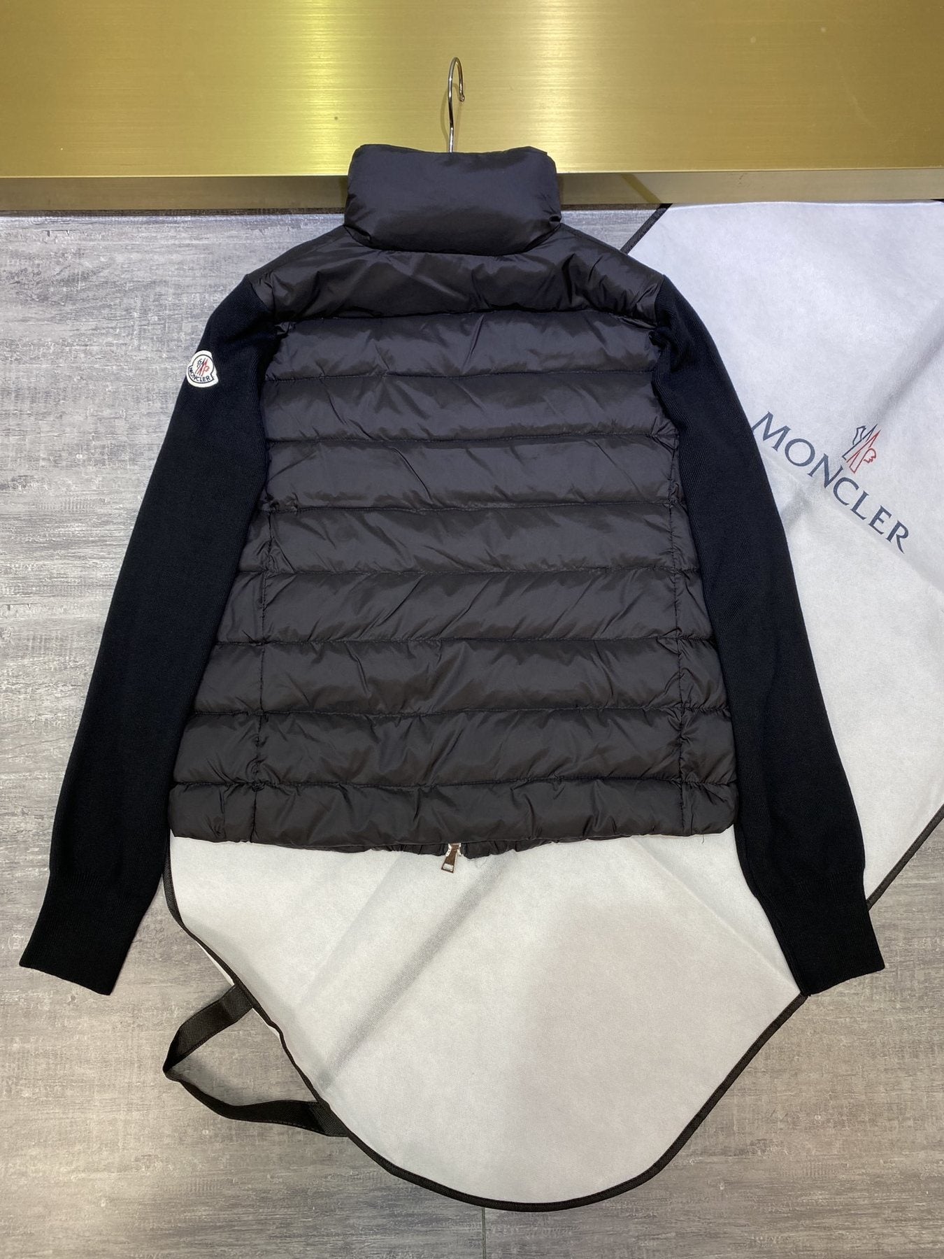 Moncler Women's Knit-Sleeve Hybrid Puffer Jacket — detail