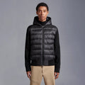 Moncler Men's Hooded Knit-Sleeve Down Jacket — hero