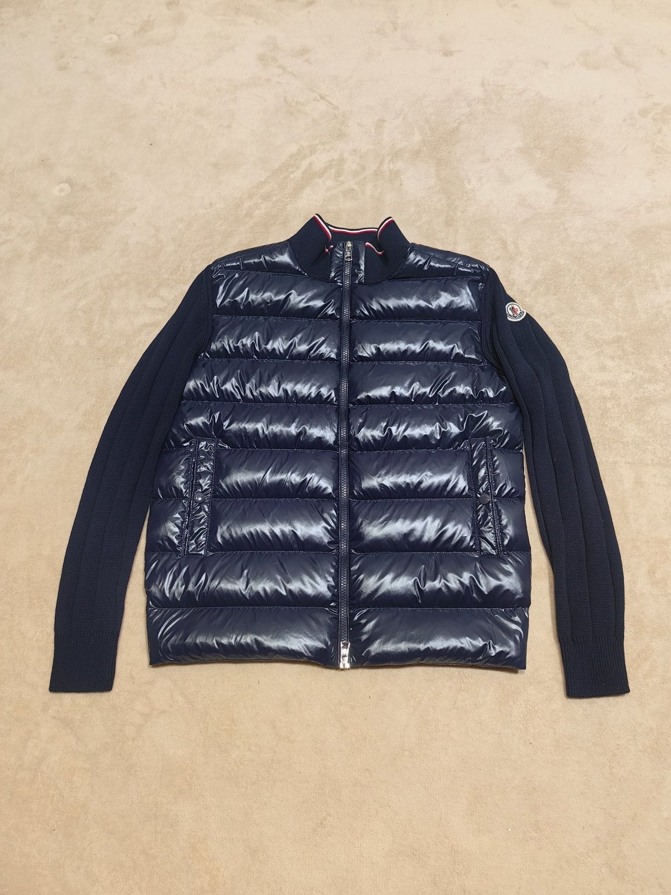 Moncler Quilted Knit-Sleeve Jacket — front