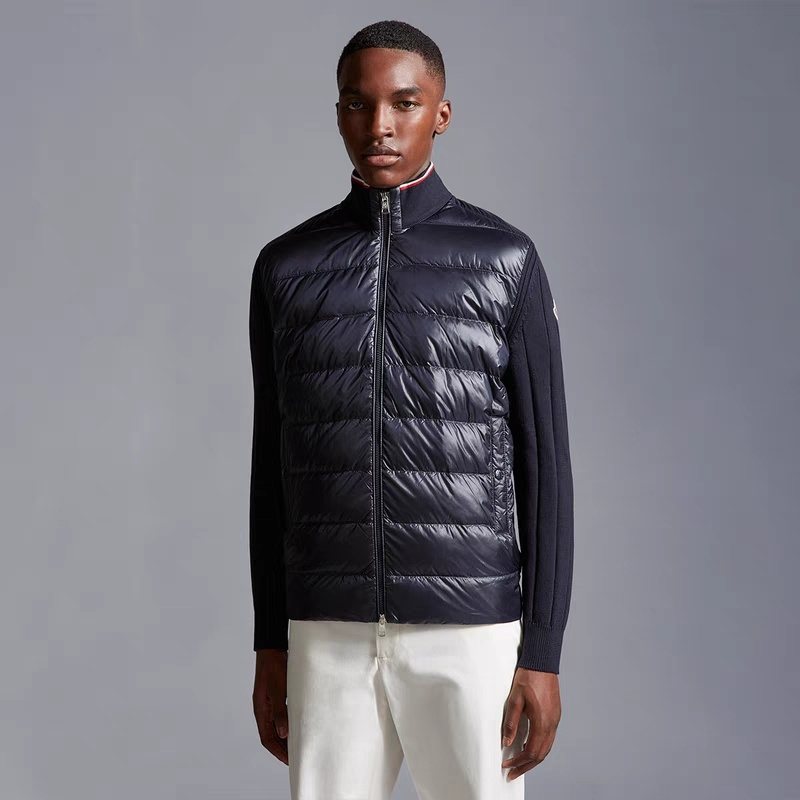 Moncler Quilted Knit-Sleeve Jacket — hero