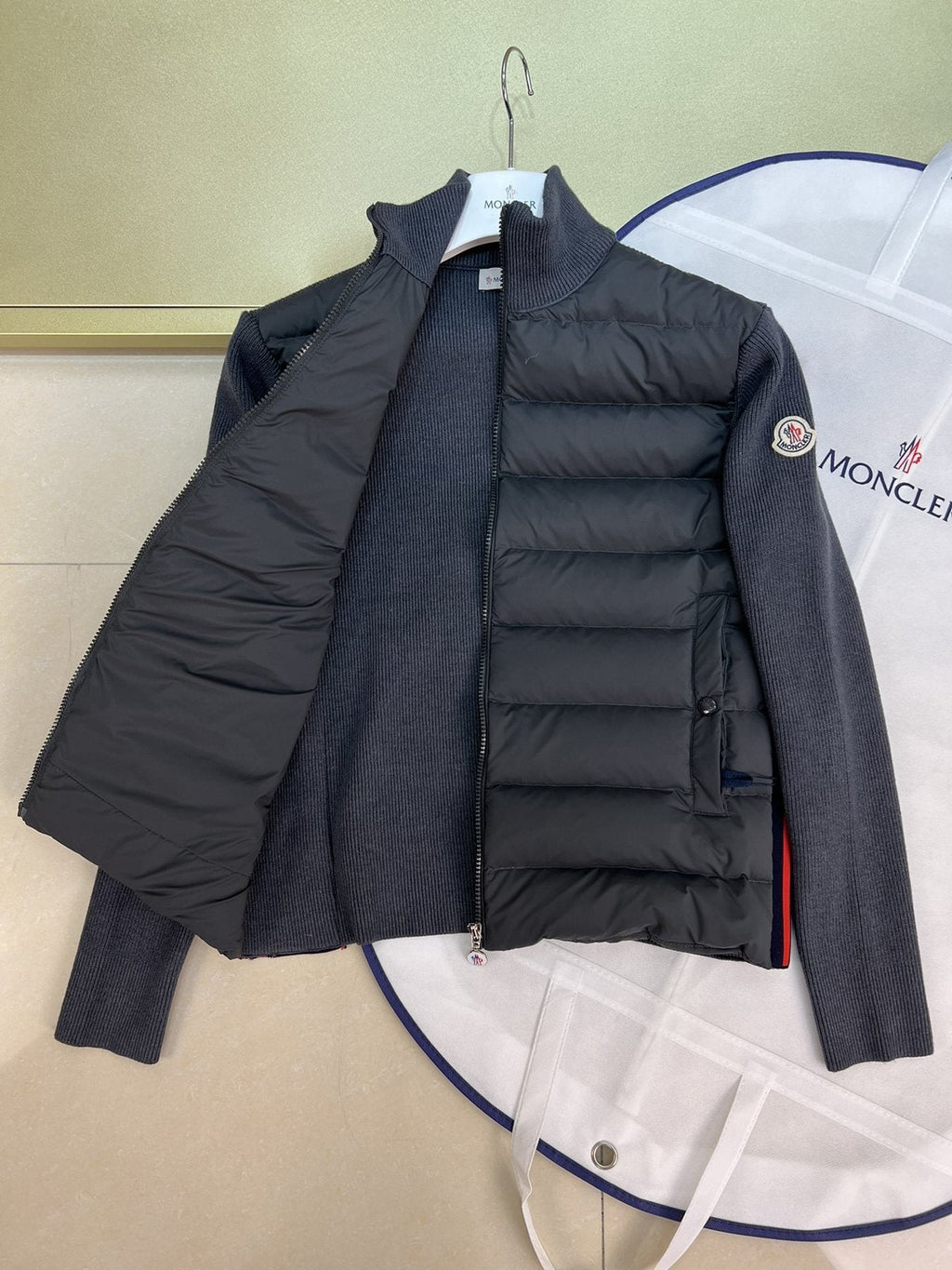 Moncler Sweater Sleeve Down Jacket — detail