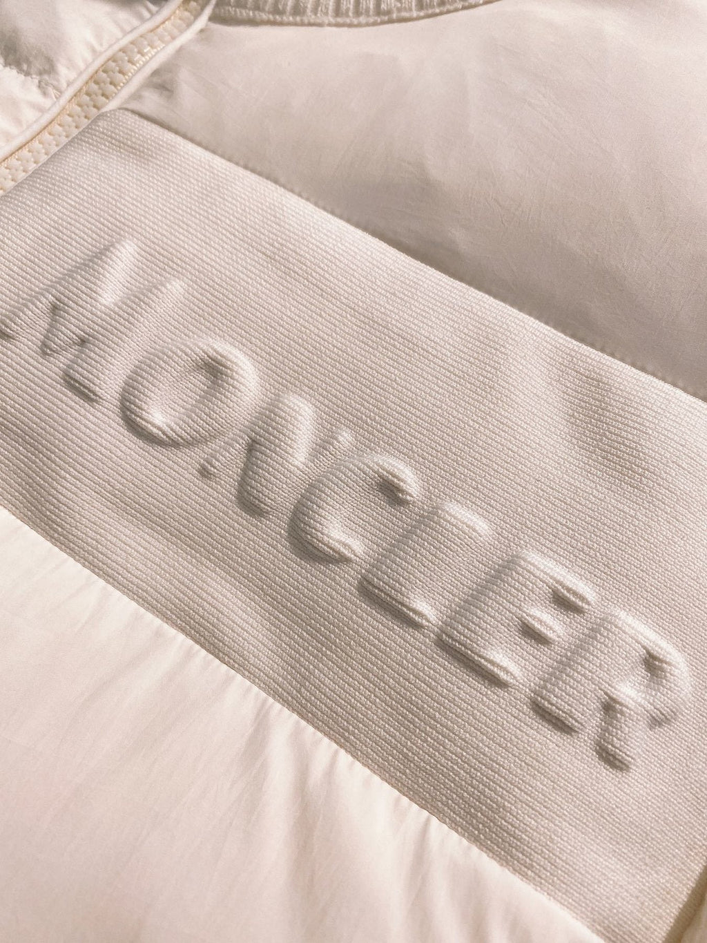 Moncler Quilted Front Knit Sleeve Zip Jacket — detail