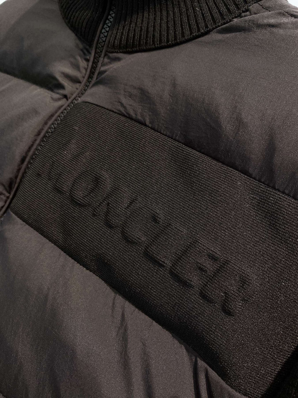 Moncler Quilted Front Knit Sleeve Zip Jacket — detail