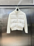 Moncler Women's Short Quilted Knit-Sleeve Jacket — hero