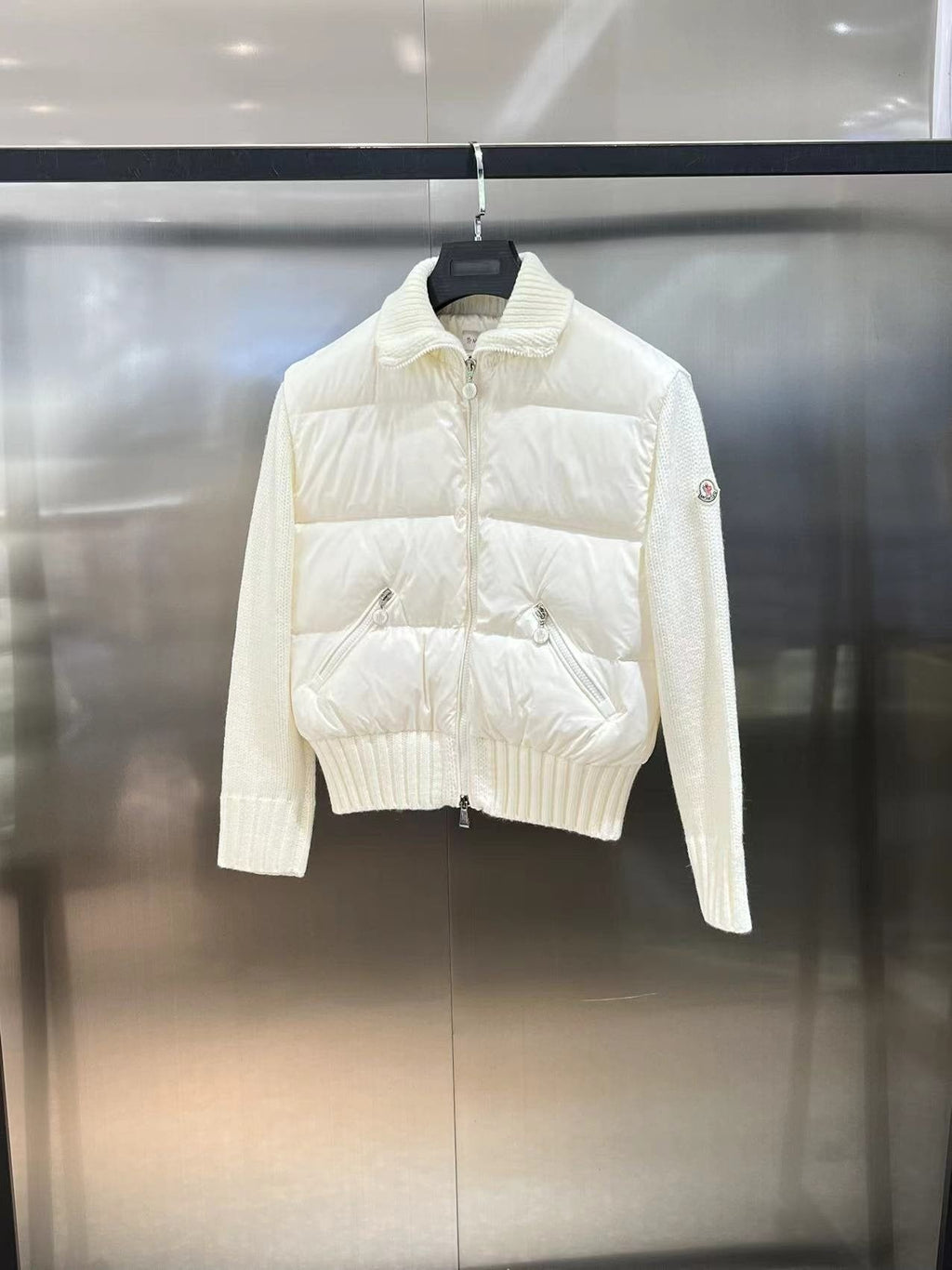 Moncler Women's Knit Sleeve Down Jacket — hero