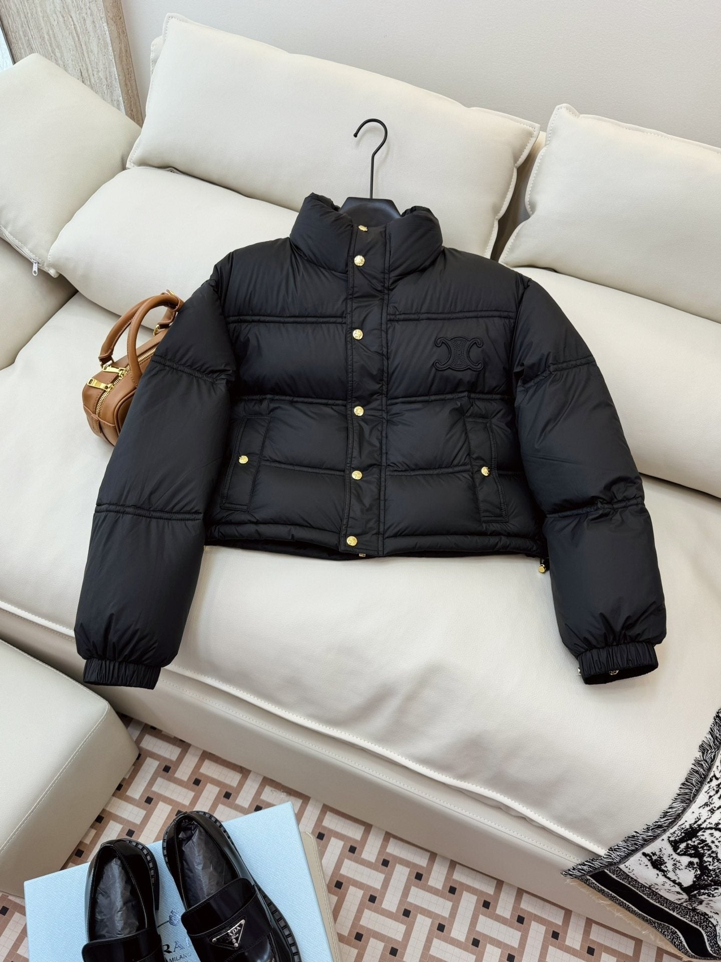 CELINE Cropped Triomphe Monogram Puffer Jacket — hero