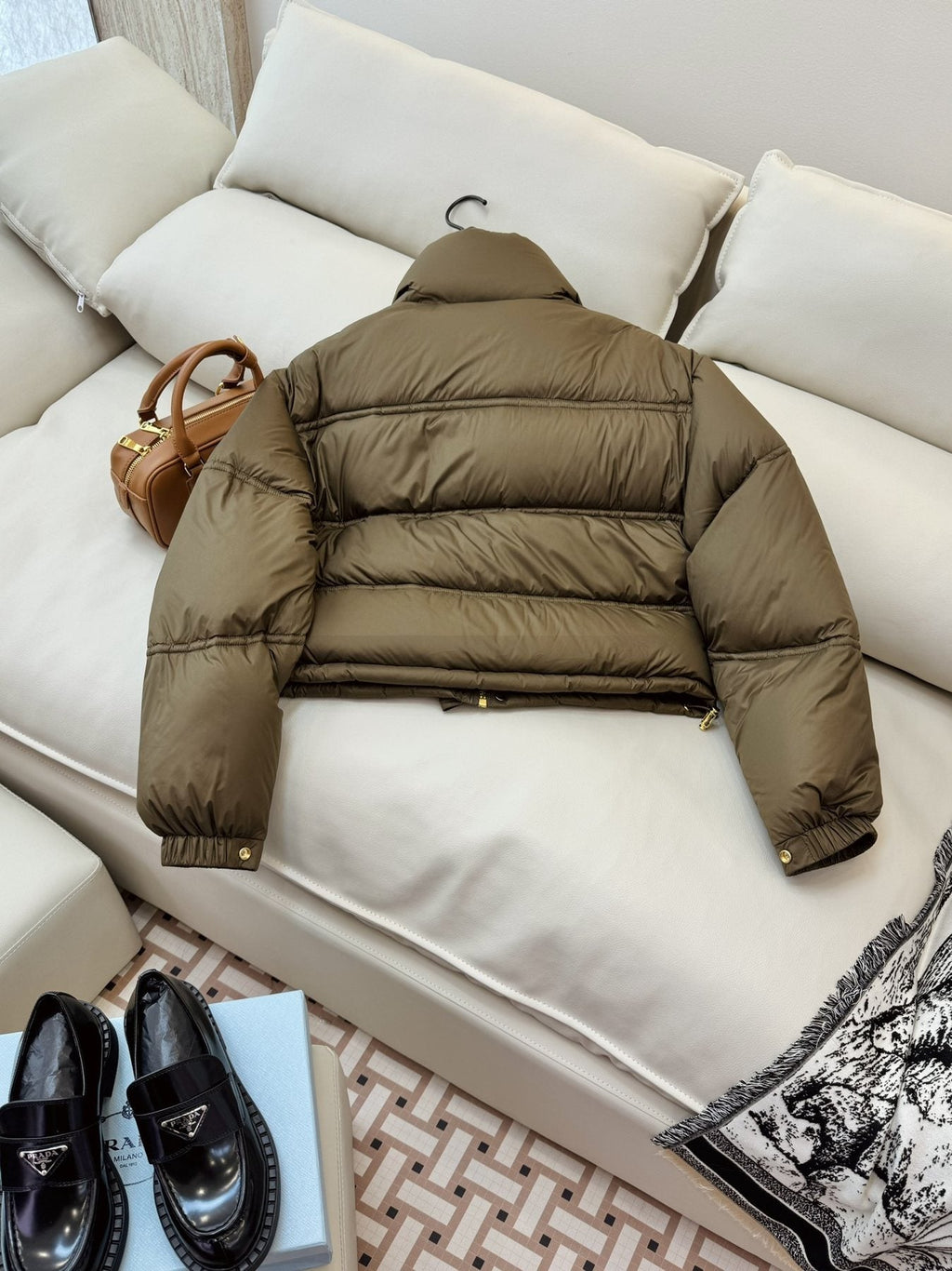 CELINE Cropped Triomphe Monogram Puffer Jacket — back