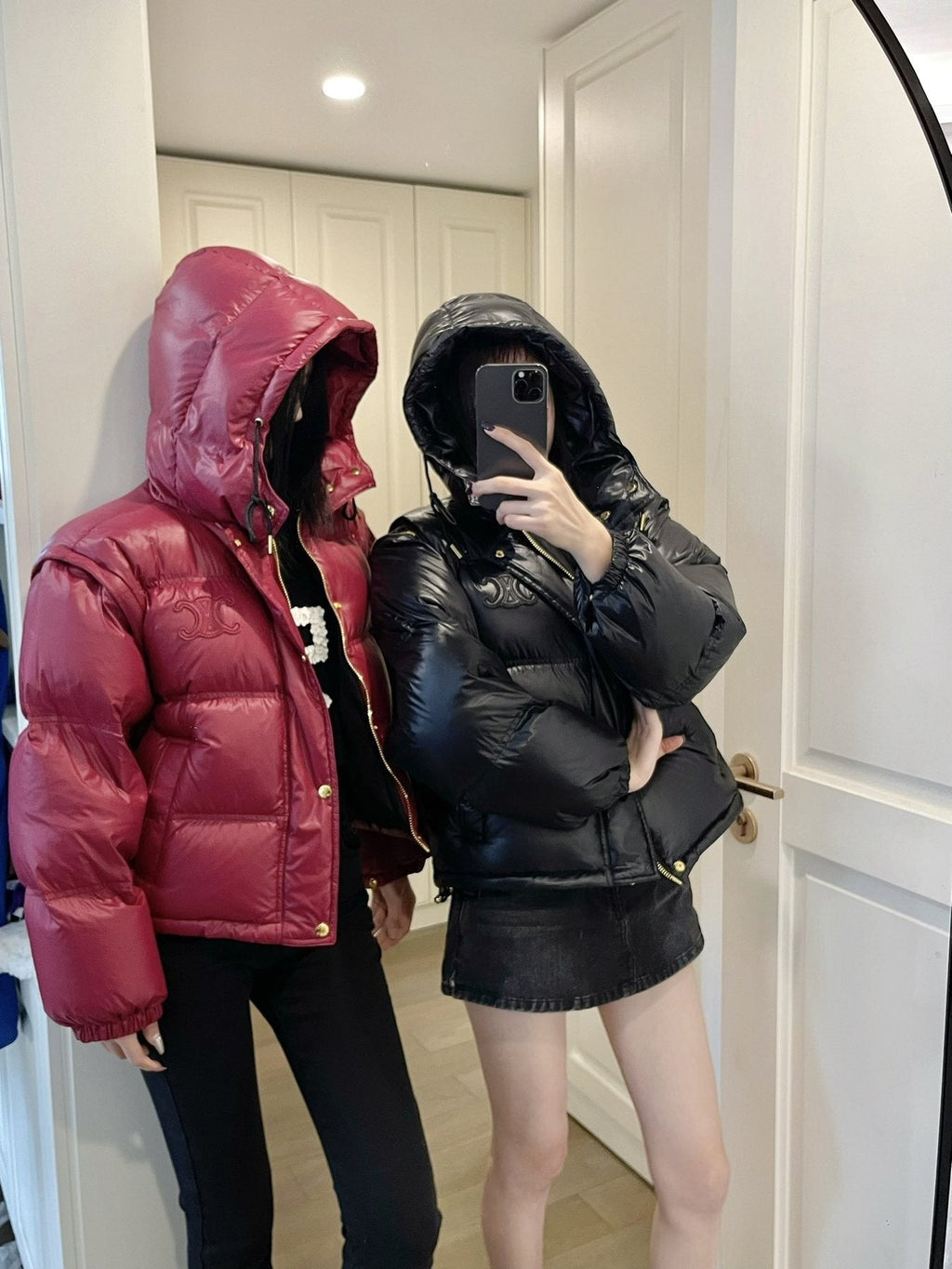 CEL*NE Down Coat Women's Convertible Hooded Puffer Coat — context