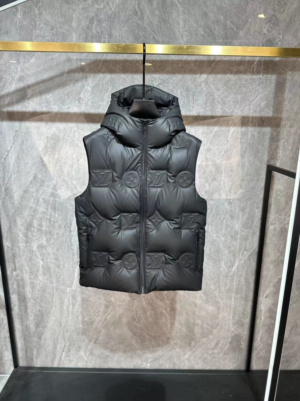 LV Tonal Monogram Hooded Quilted Vest — hero