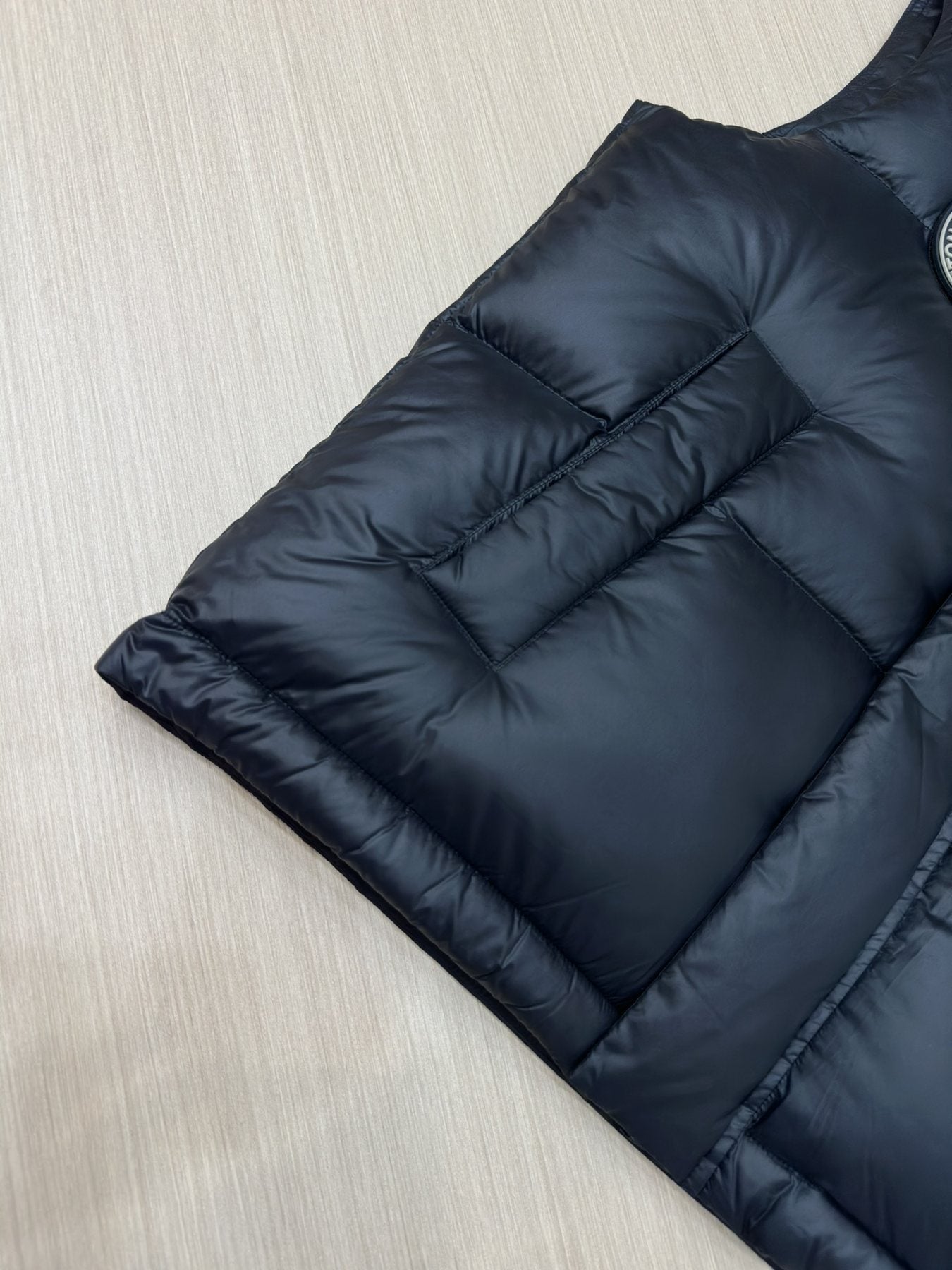 LV Black Quilted Down Vest — detail