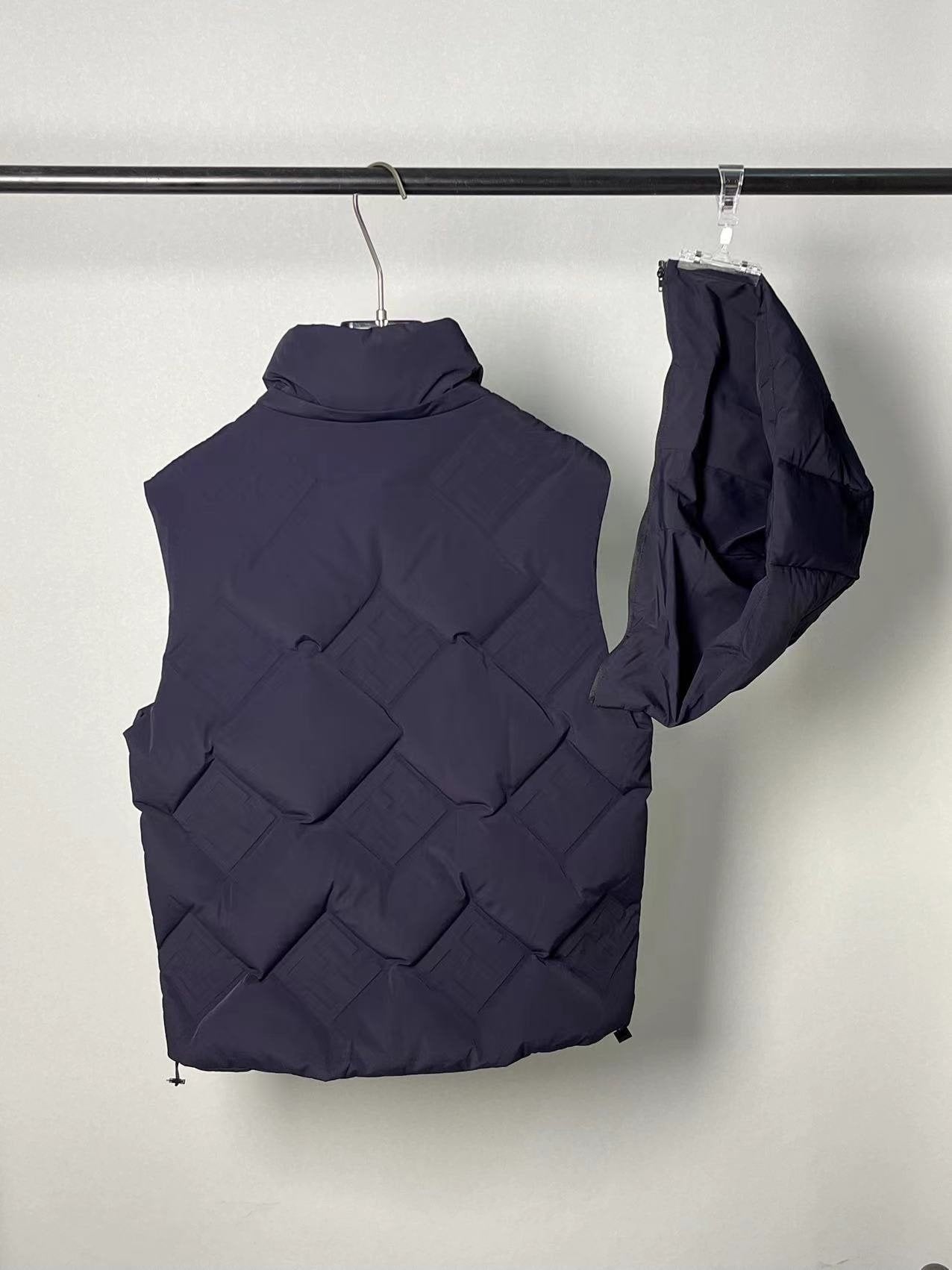 Fendi Geometric-Quilted Hooded Down Vest — detail