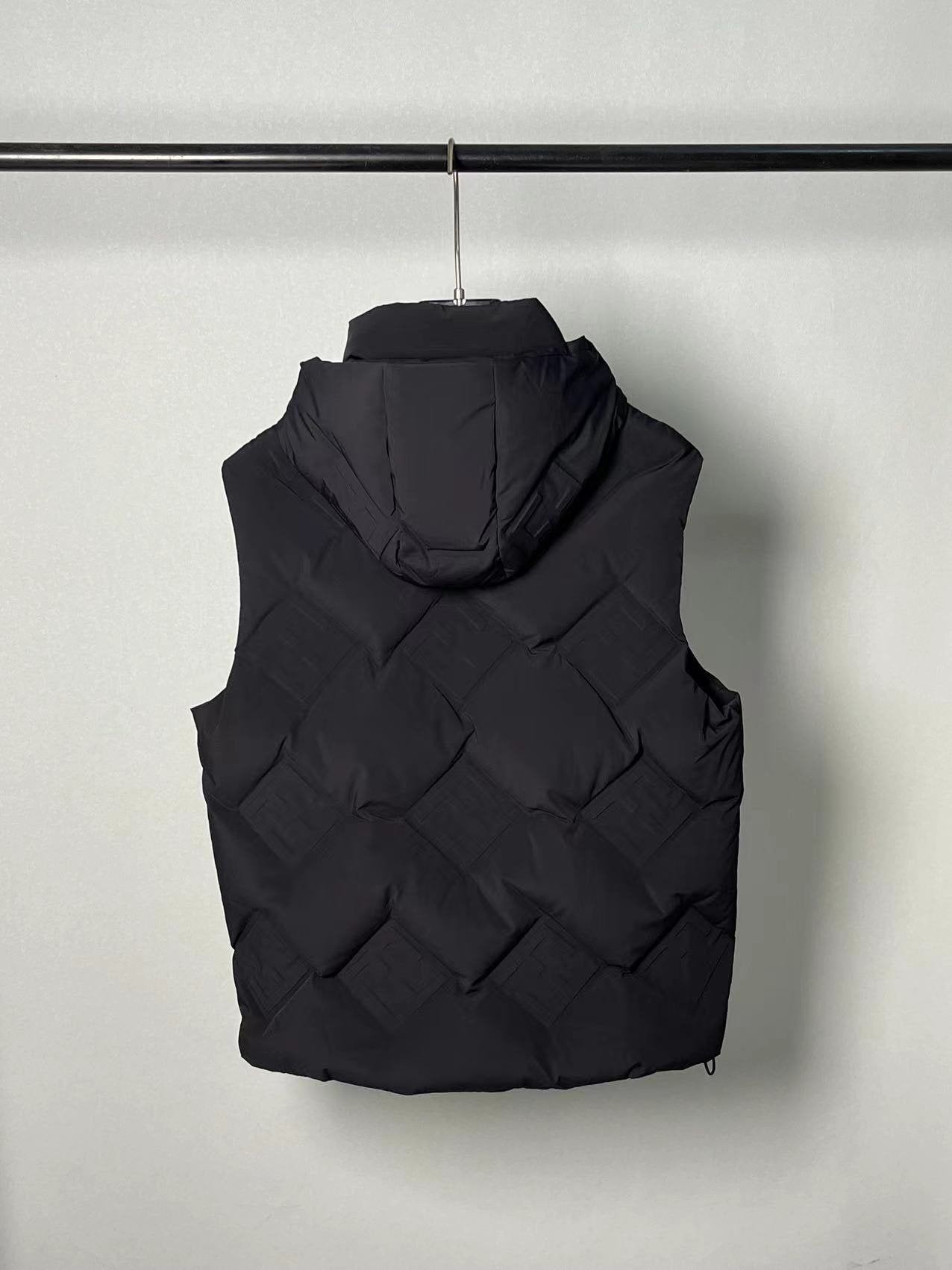 Fendi Geometric-Quilted Hooded Down Vest — back