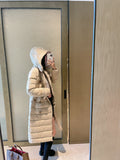 Burberry Belted Double-Breasted Long Down Jacket — side