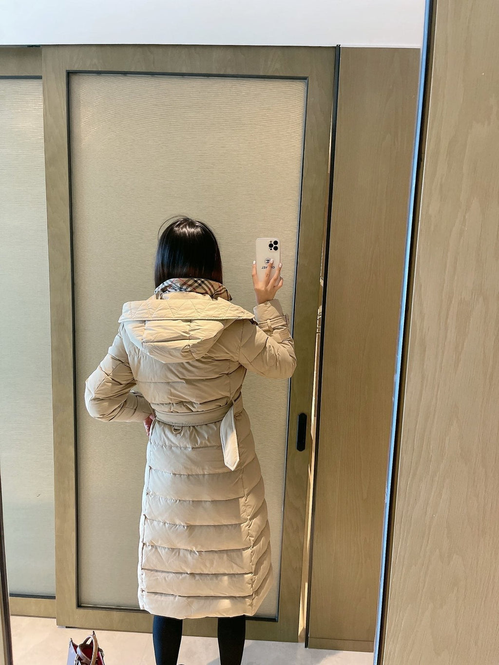 Burberry Belted Double-Breasted Long Down Jacket — back