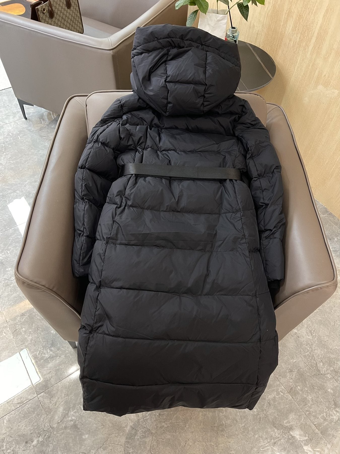 Burberry Belted Hooded Long Puffer Jacket — back