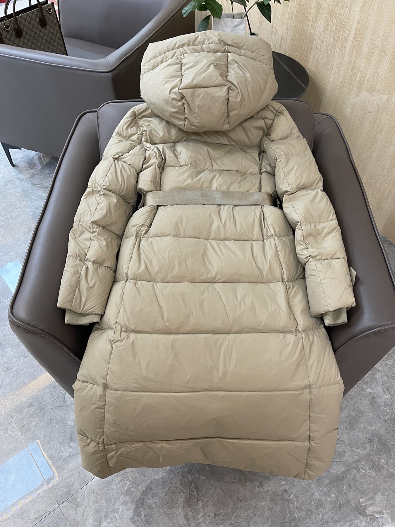 Burberry Belted Hooded Long Puffer Jacket — back