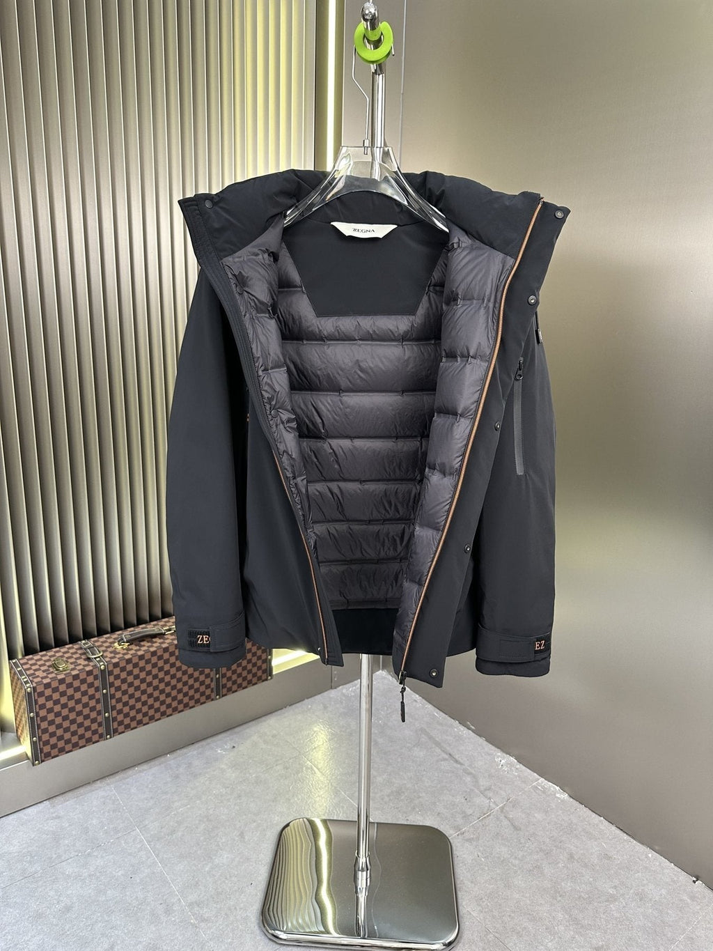 Zegna Hooded Zip-Front Puffer Coat — detail