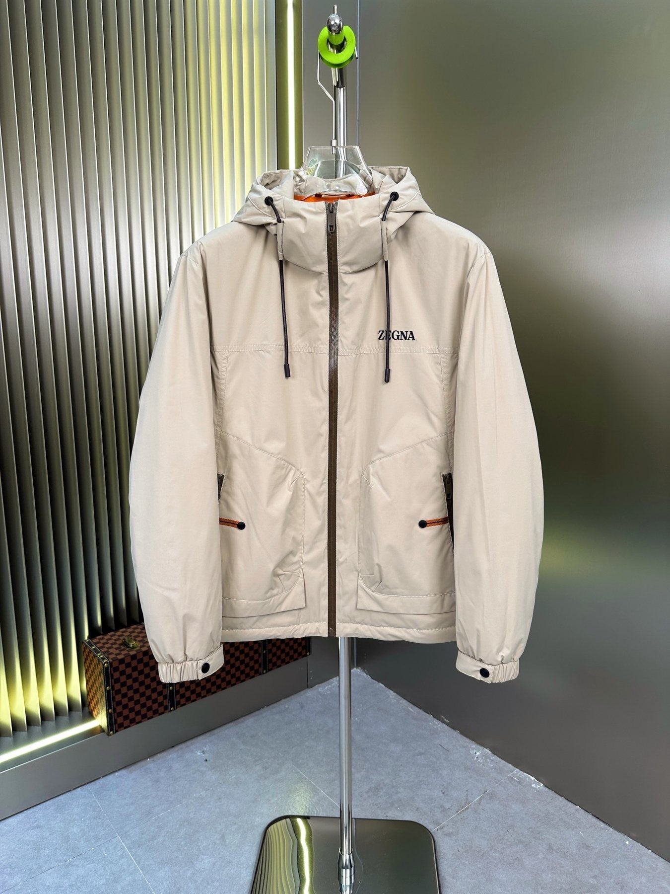 Zegna Hooded Short Down Coat — front