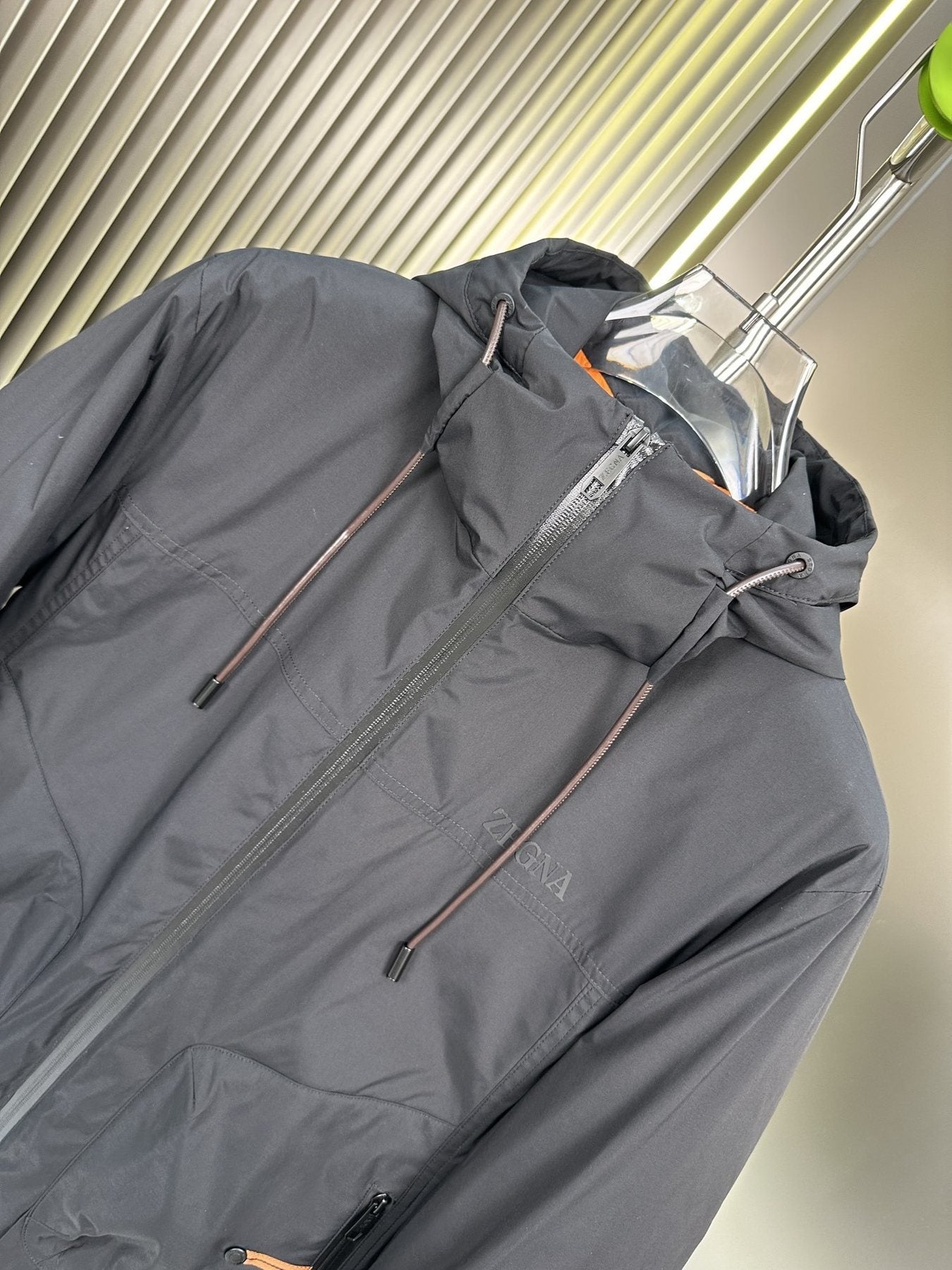 Zegna Hooded Short Down Coat — detail