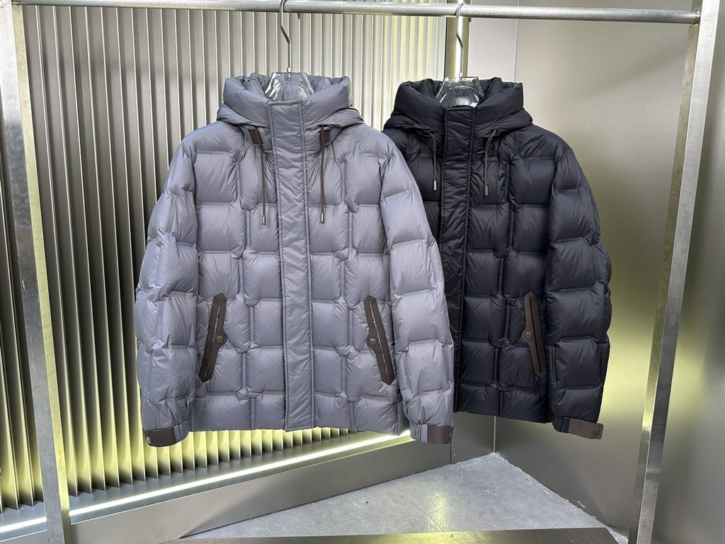 Zegna Quilted Hooded Short Down Coat — comparison