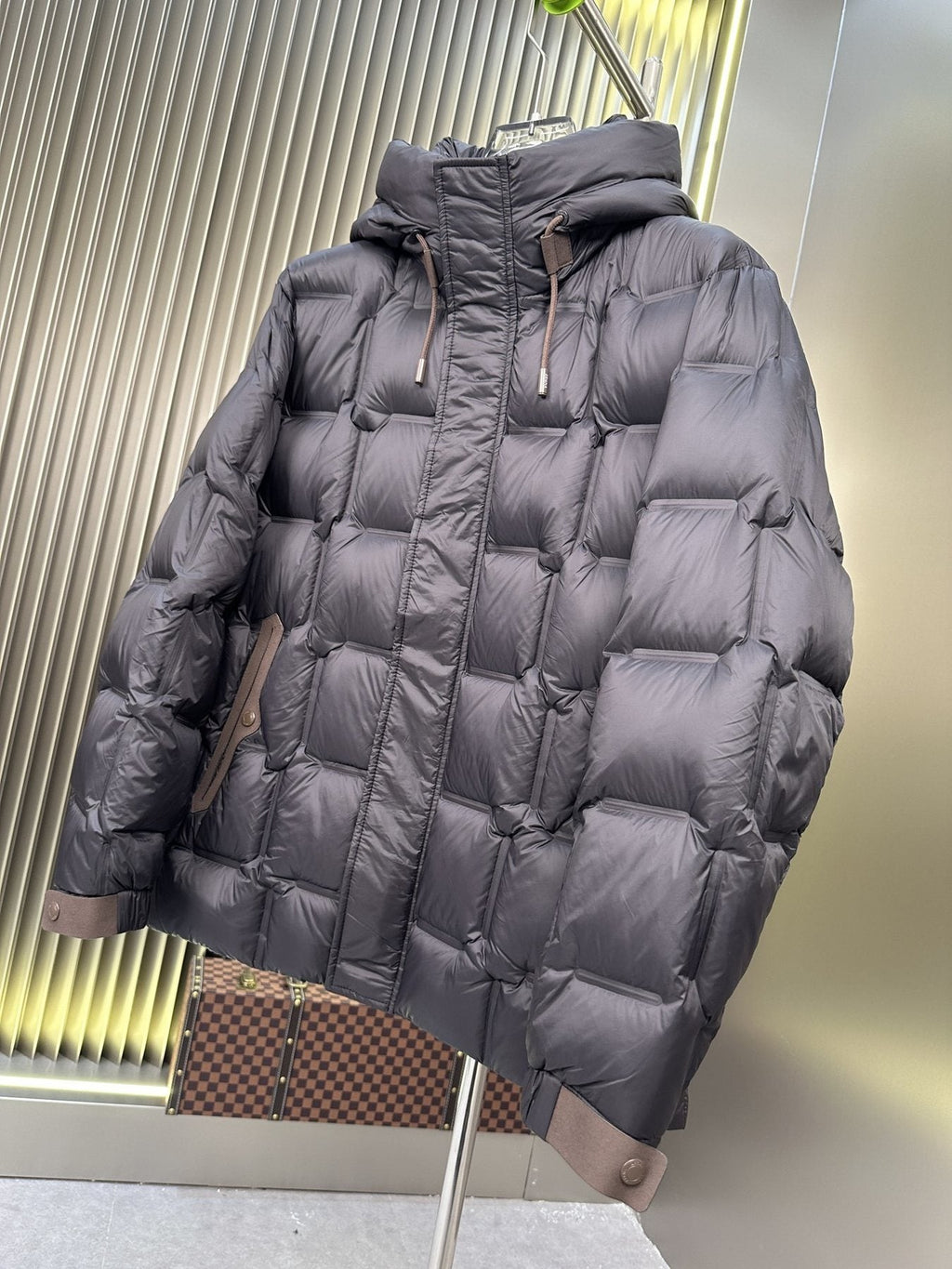 Zegna Quilted Hooded Short Down Coat — front