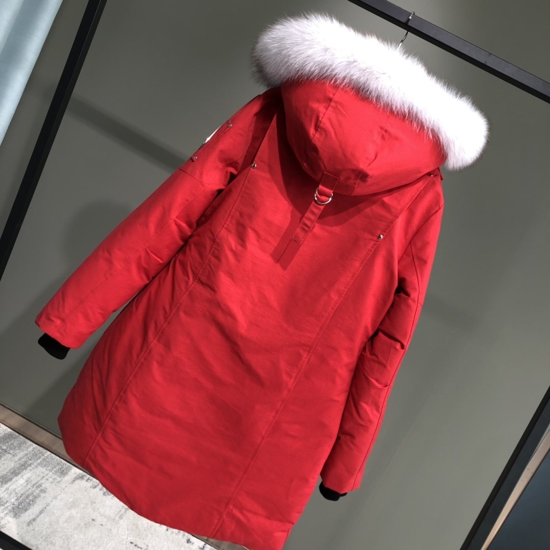 Moose Knuckles Women's Long Hooded Puffer Jacket — back