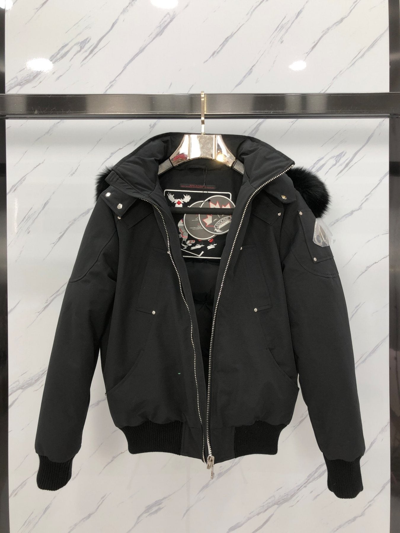 Moose Knuckles Fur-Trim Hooded Puffer Jacket — detail