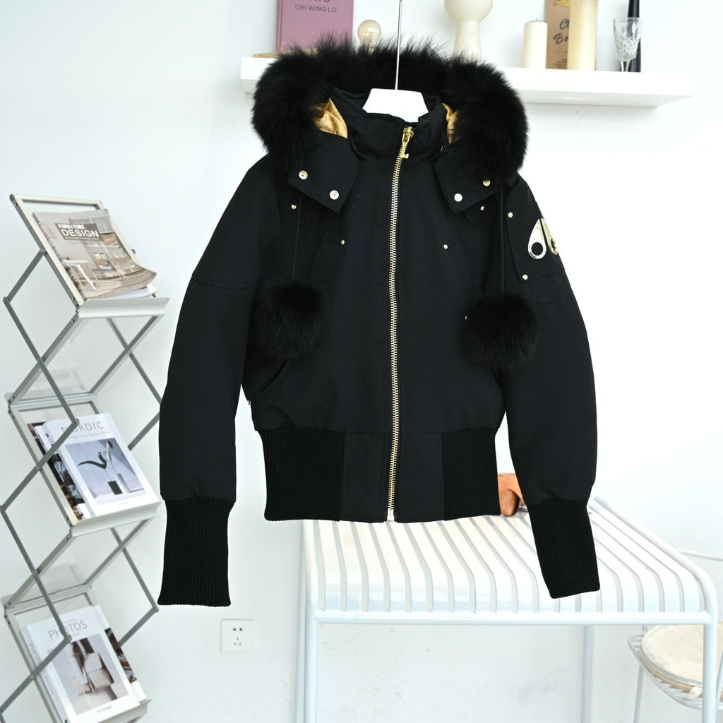 Moose Knuckles Women's Fur-Trim Hooded Puffer Jacket — front
