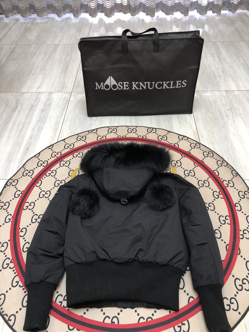 Moose Knuckles Women's Fur-Trim Hooded Puffer Jacket — back