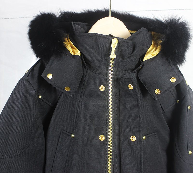 Moose Knuckles Gold-Tone Hardware Hooded Long Parka — detail