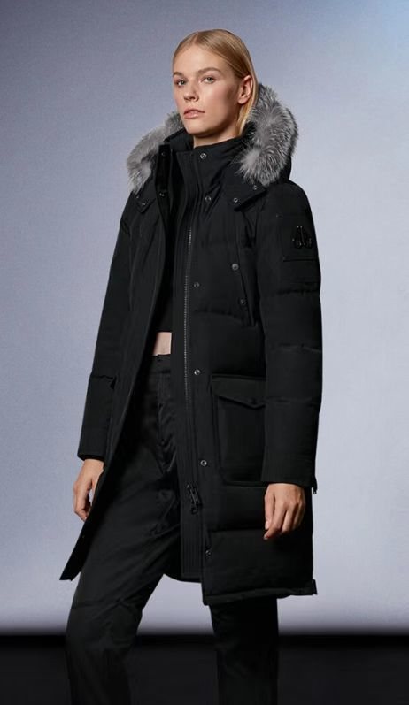 Moose Knuckles Women's Long Hooded Puffer Jacket — front