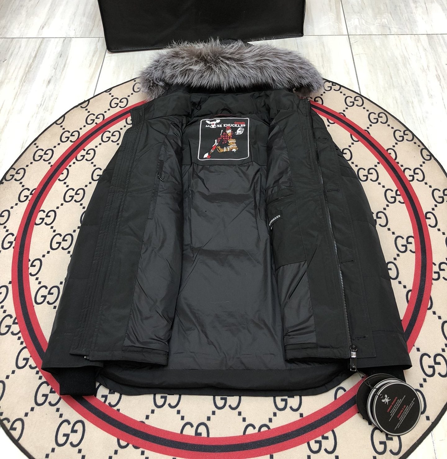 Moose Knuckles Fur-Trim Hooded Puffer Jacket — detail