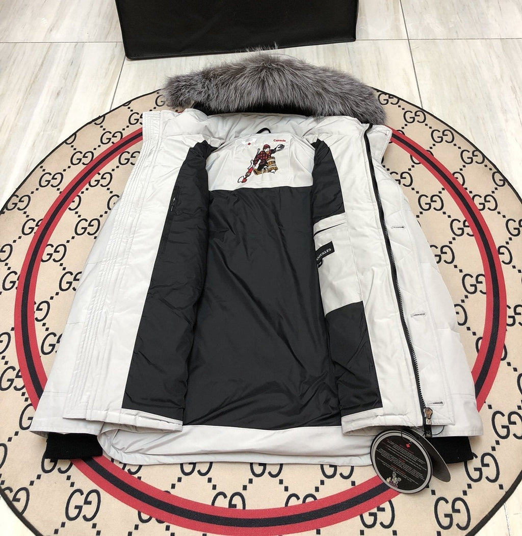 Moose Knuckles Fur-Trim Hooded Puffer Jacket — detail
