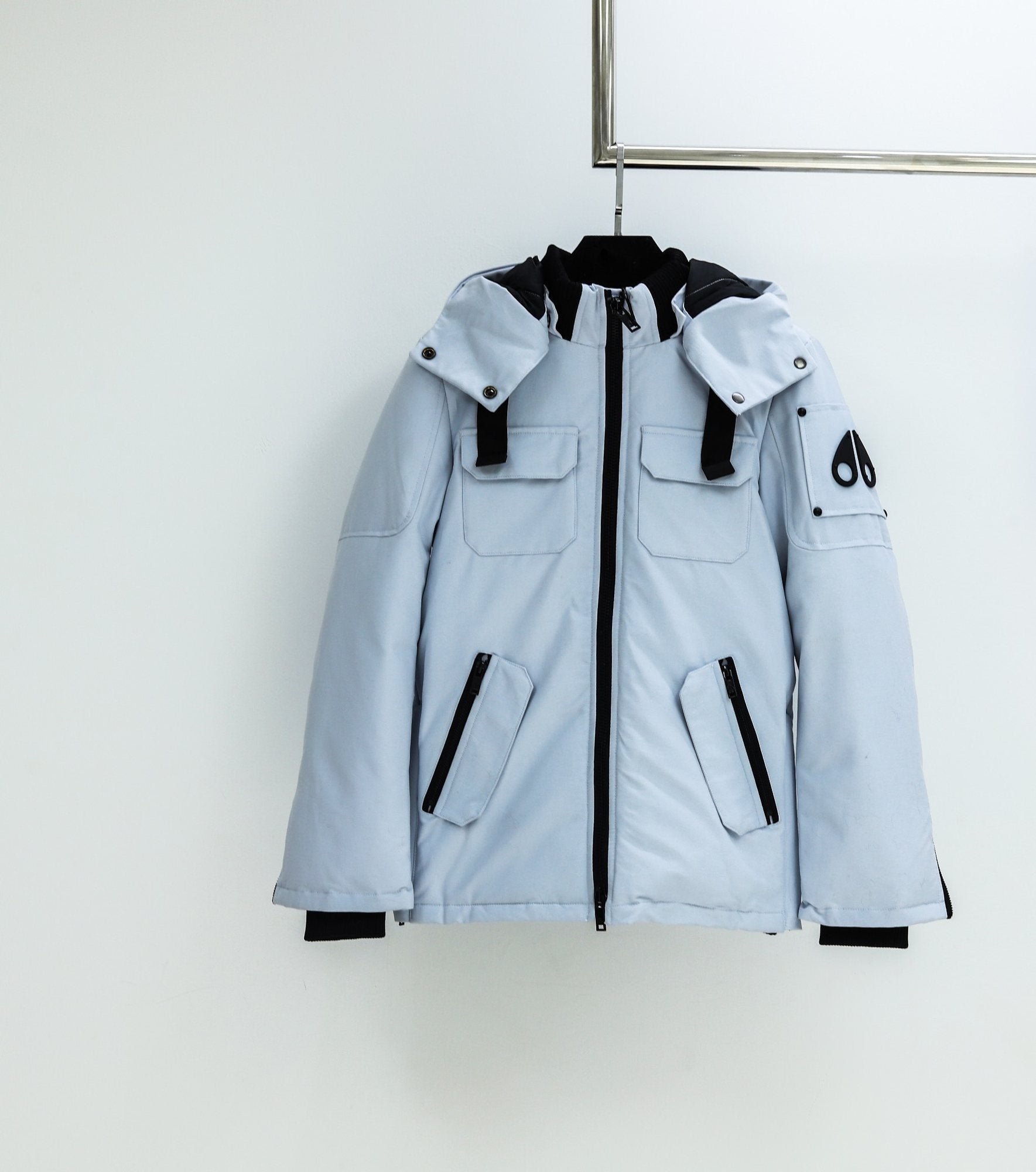 Moose Knuckles Contrast Panel Hooded Puffer Jacket — hero