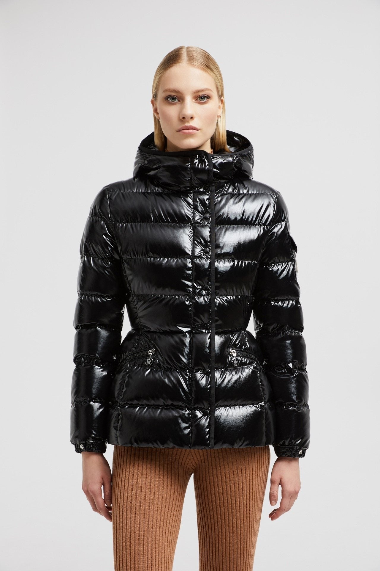 Moncler Women's Hooded Glossy Puffer Coat — hero